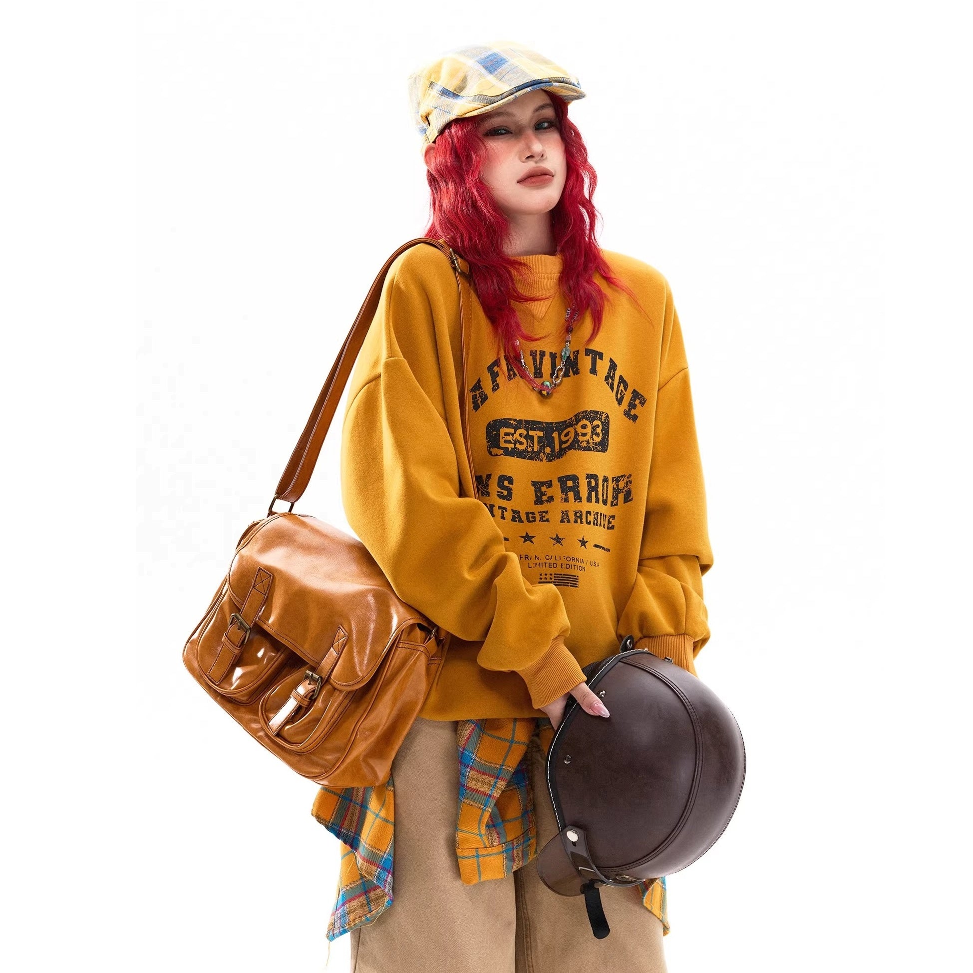 Damage Letter Print Crew Neck Sweat MW10318