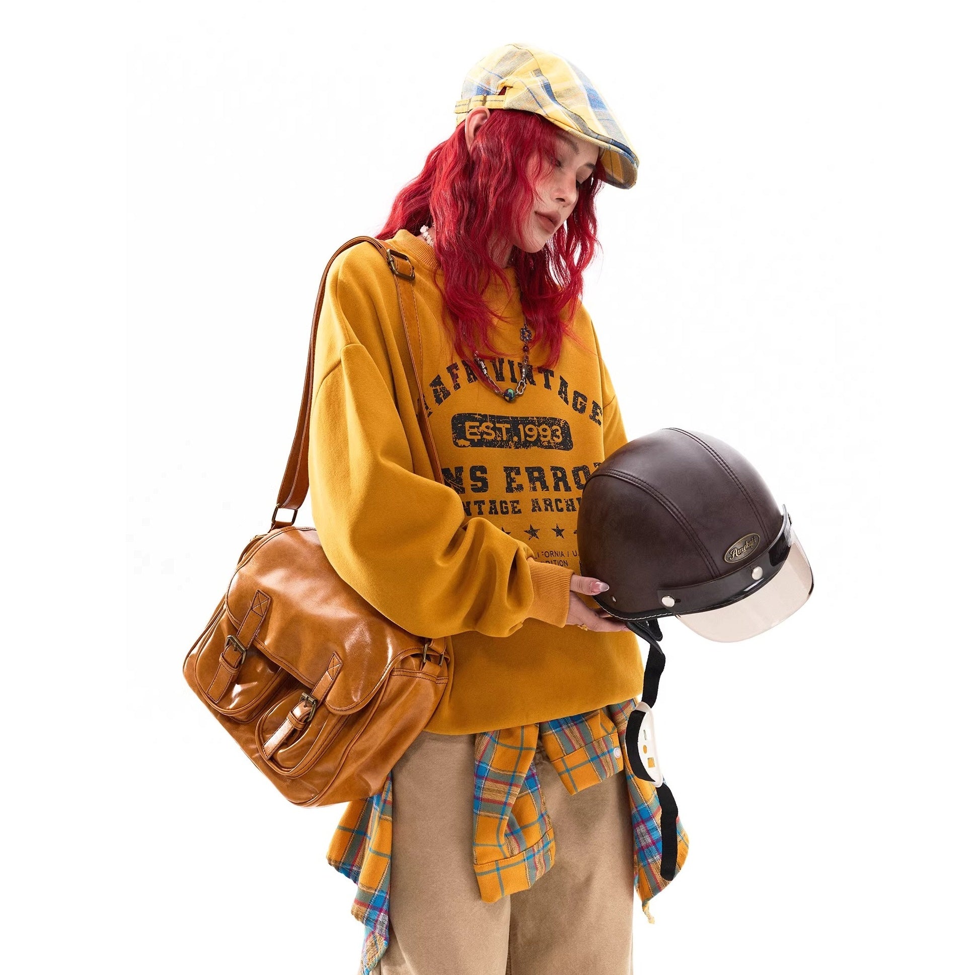 Damage Letter Print Crew Neck Sweat MW10318