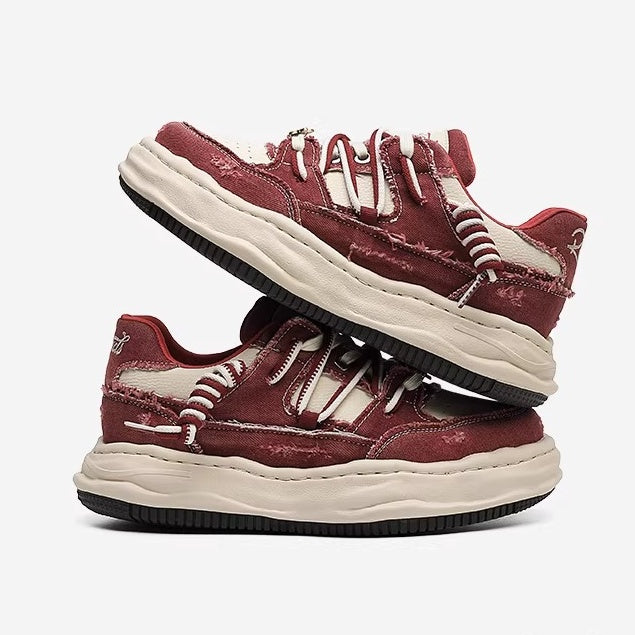 Washed Canvas Invisible Heightened Thick-soled Sneaker FG2002