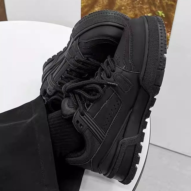 All Black Thick Sole Heightened Sneaker FG2004