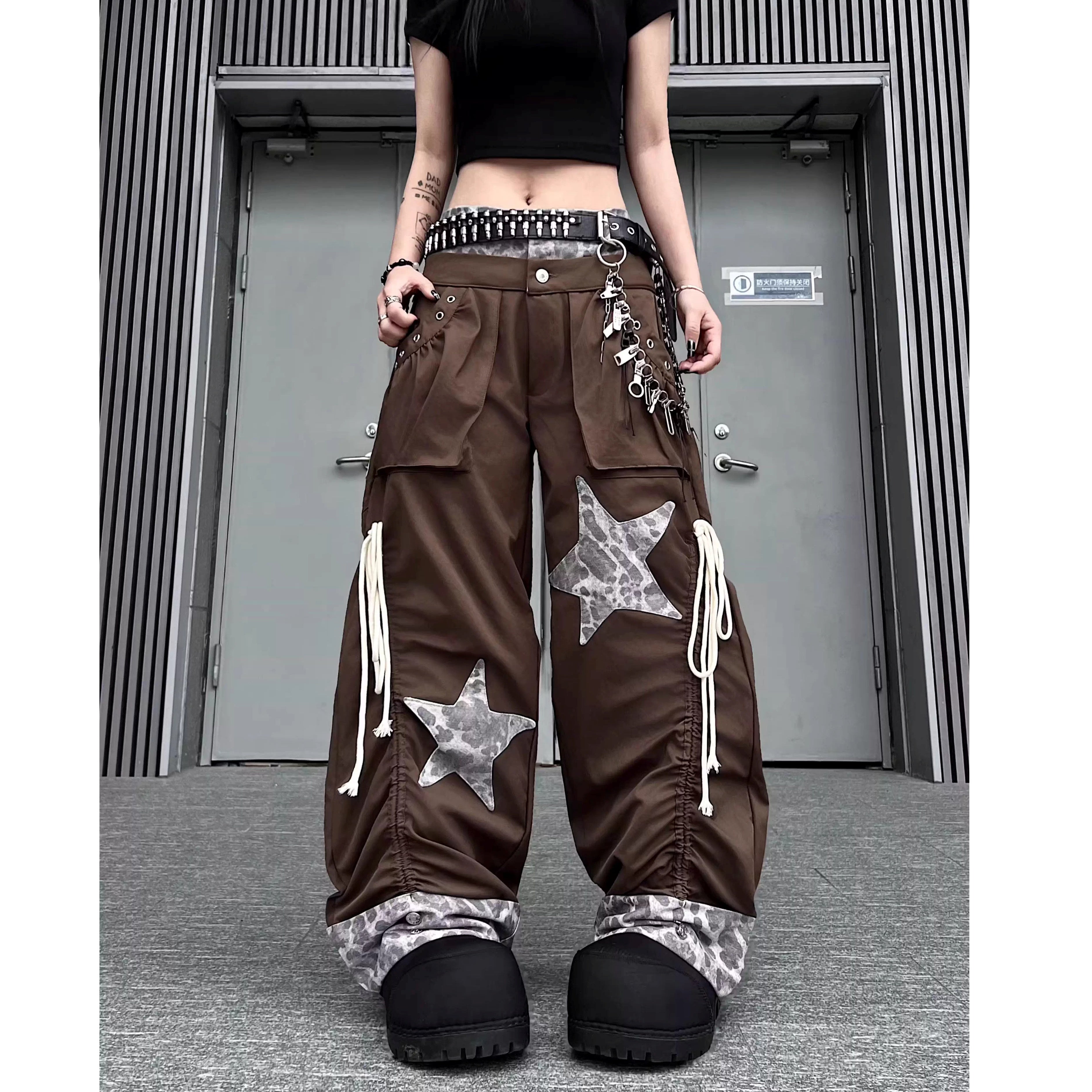 Double Waist Splicing Leopard Print Pants MW10353