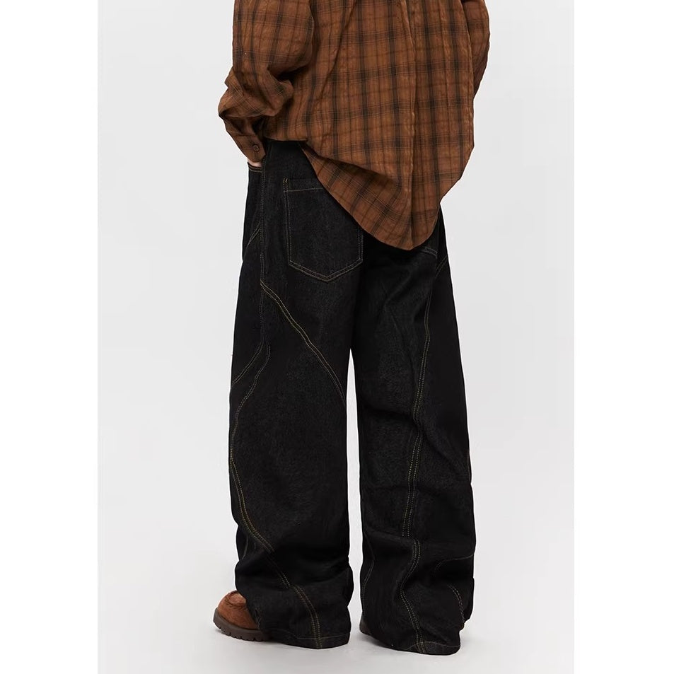 Patchwork Wide-leg Curve Jeans MW10321