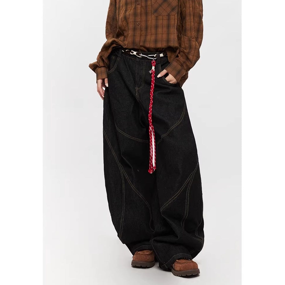 Patchwork Wide-leg Curve Jeans MW10321