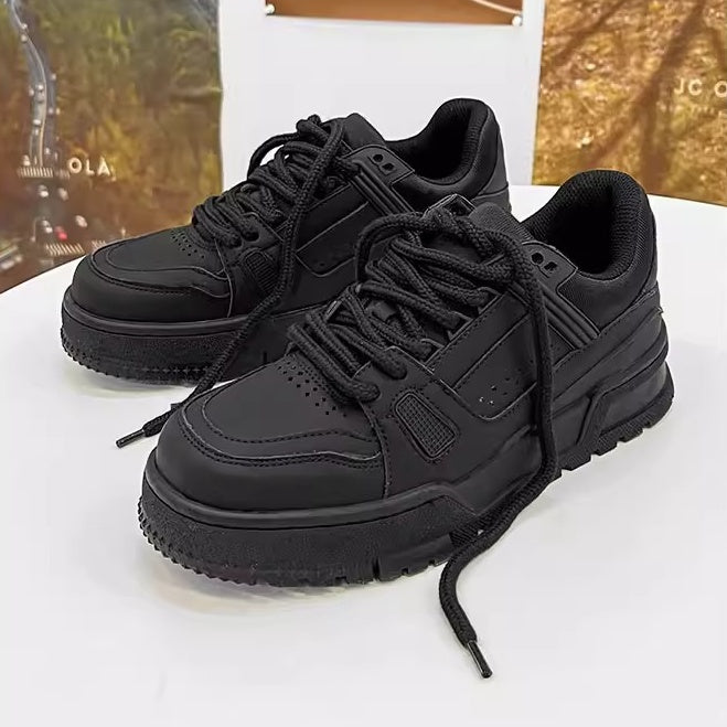 All Black Thick Sole Heightened Sneaker FG2004