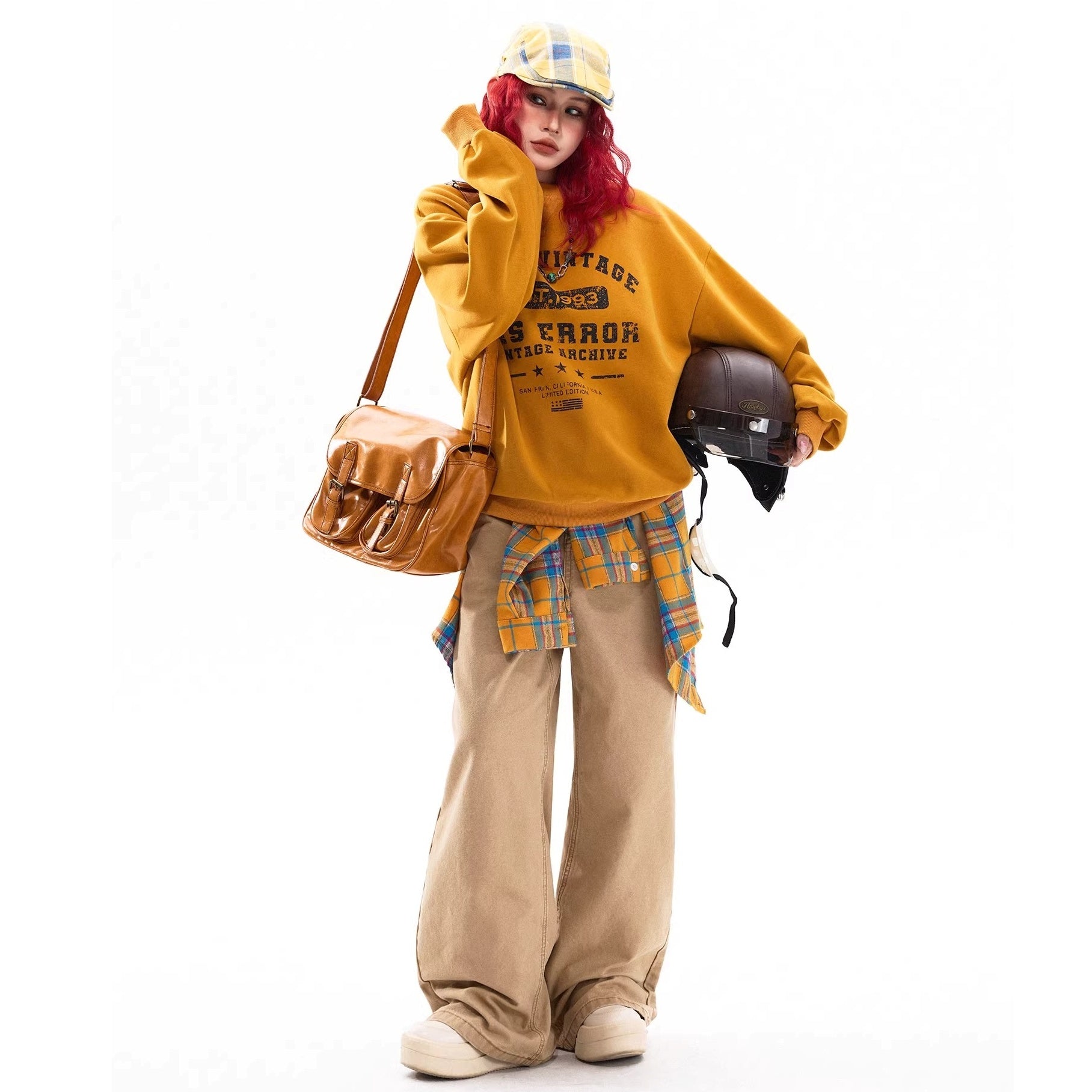 Damage Letter Print Crew Neck Sweat MW10318