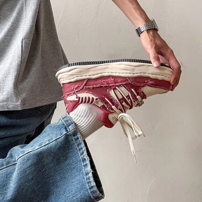 Washed Canvas Invisible Heightened Thick-soled Sneaker FG2002