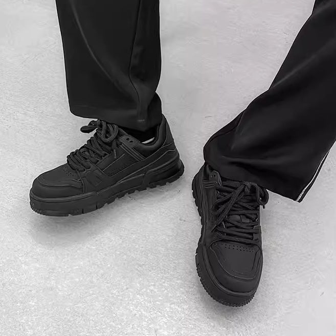 All Black Thick Sole Heightened Sneaker FG2004