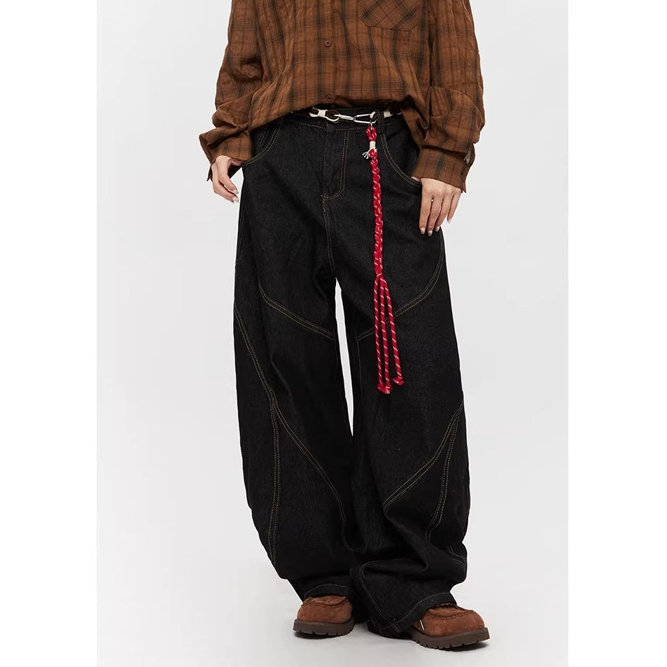 Patchwork Wide-leg Curve Jeans MW10321