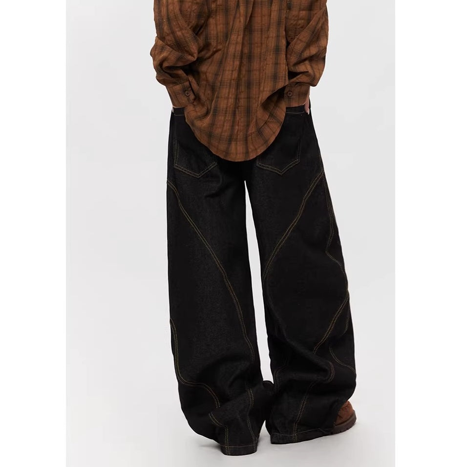 Patchwork Wide-leg Curve Jeans MW10321