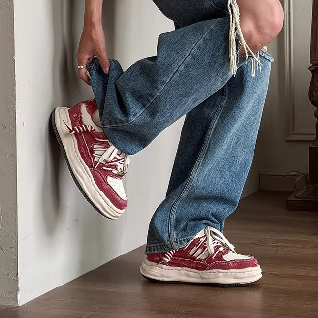 Washed Canvas Invisible Heightened Thick-soled Sneaker FG2002