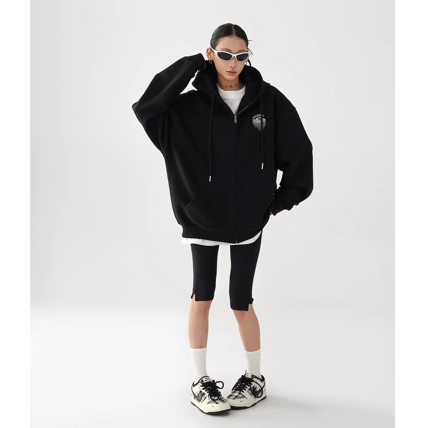 Eye Print Oversize Hooded Sweat Jacket AC7027