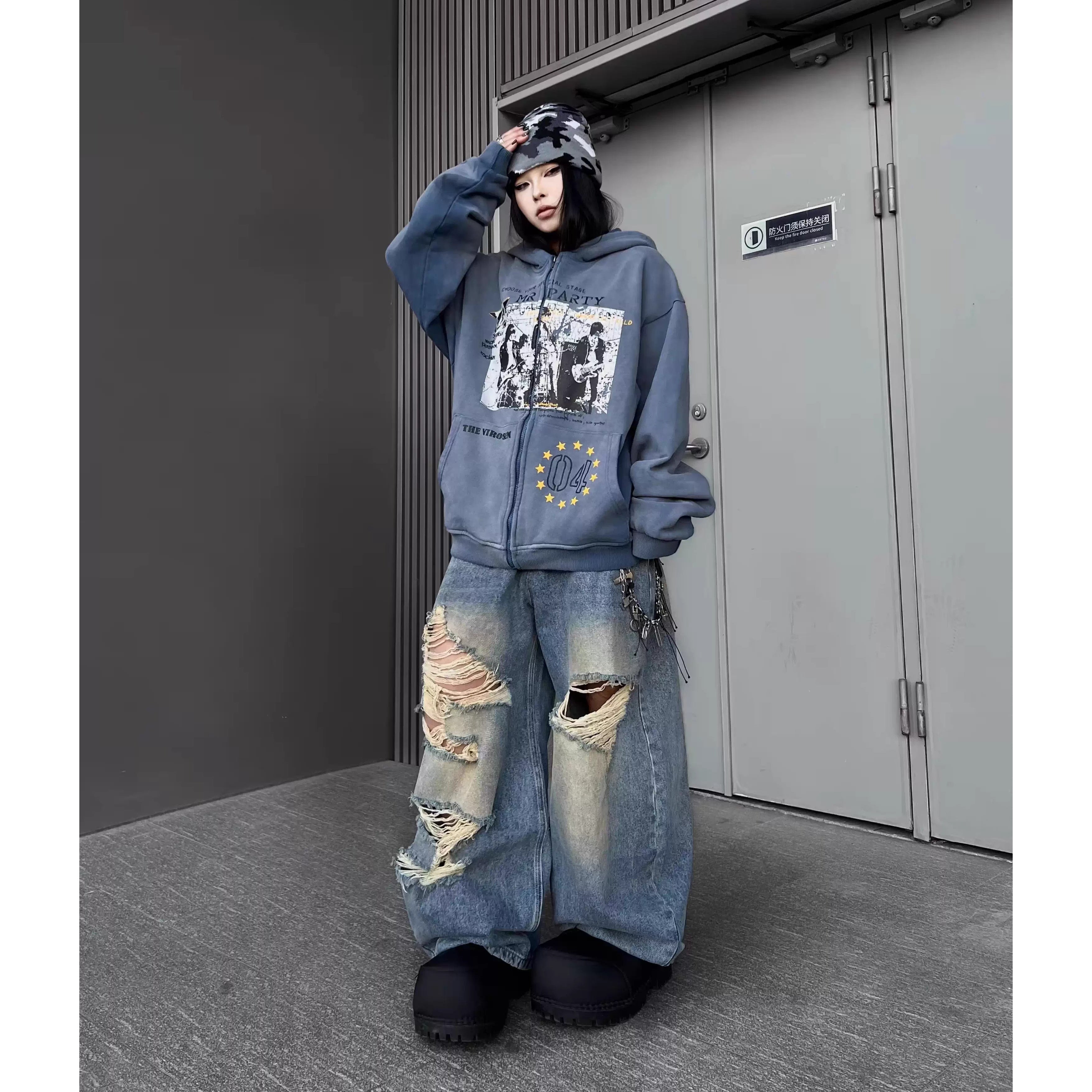 ヴィンテージウォッシュ グラフィックパーカー MW10341