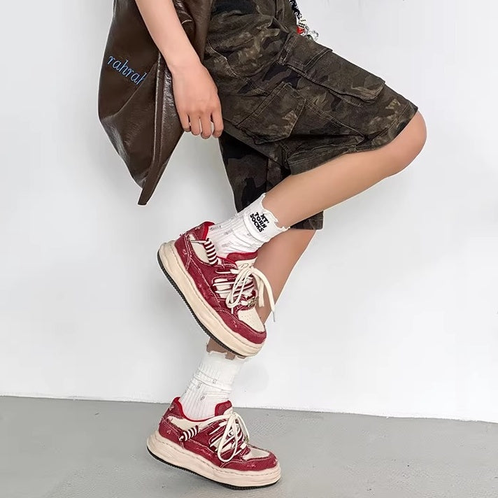 Washed Canvas Invisible Heightened Thick-soled Sneaker FG2002