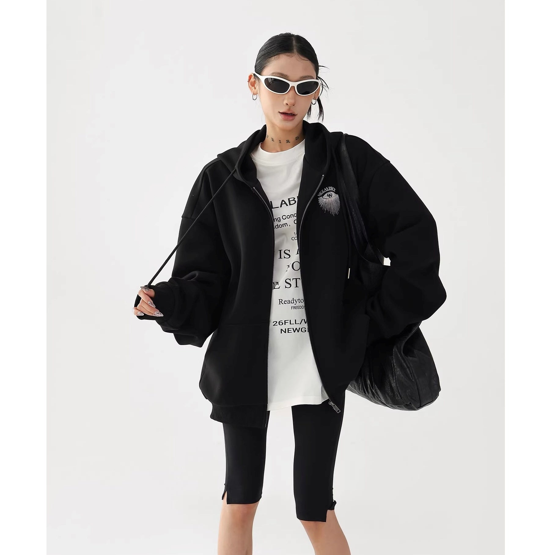 Eye Print Oversize Hooded Sweat Jacket AC7027
