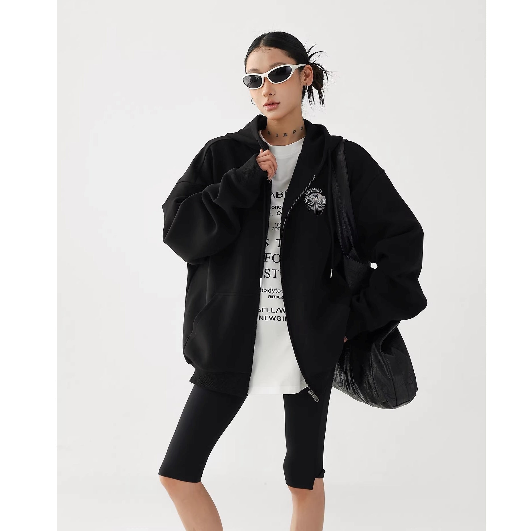 Eye Print Oversize Hooded Sweat Jacket AC7027