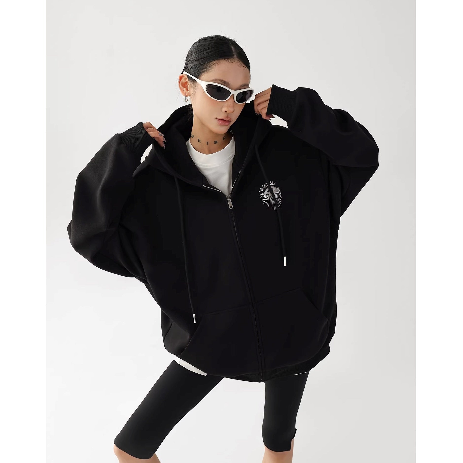 Eye Print Oversize Hooded Sweat Jacket AC7027