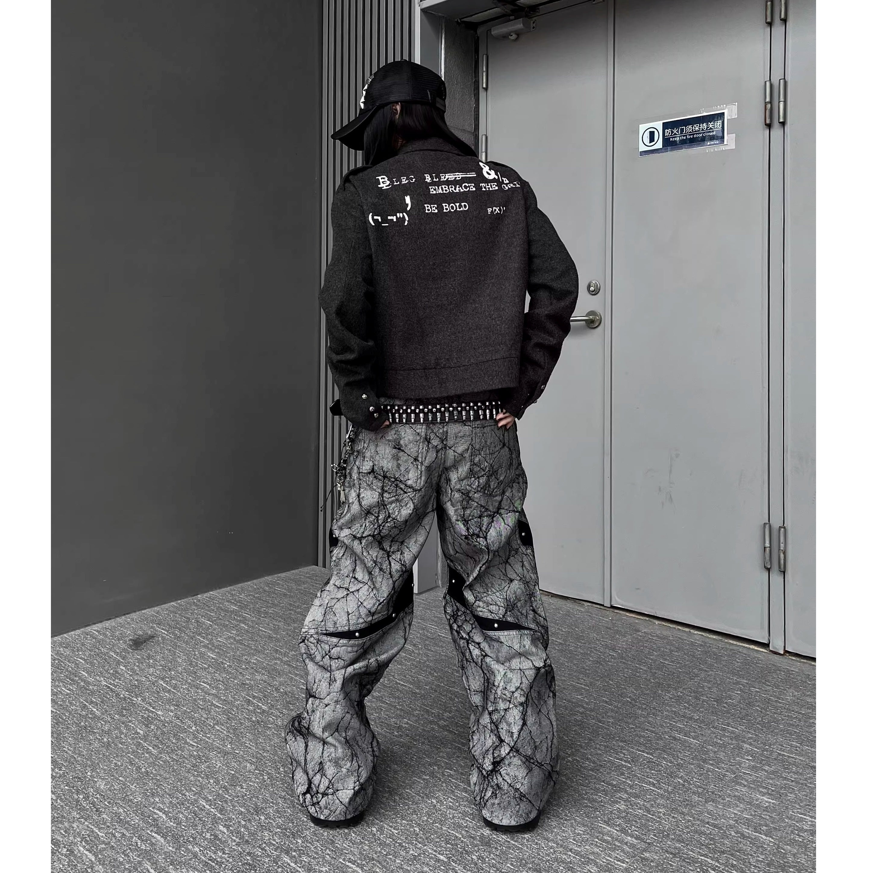 Letter Print Riders Style Jacket MW10349