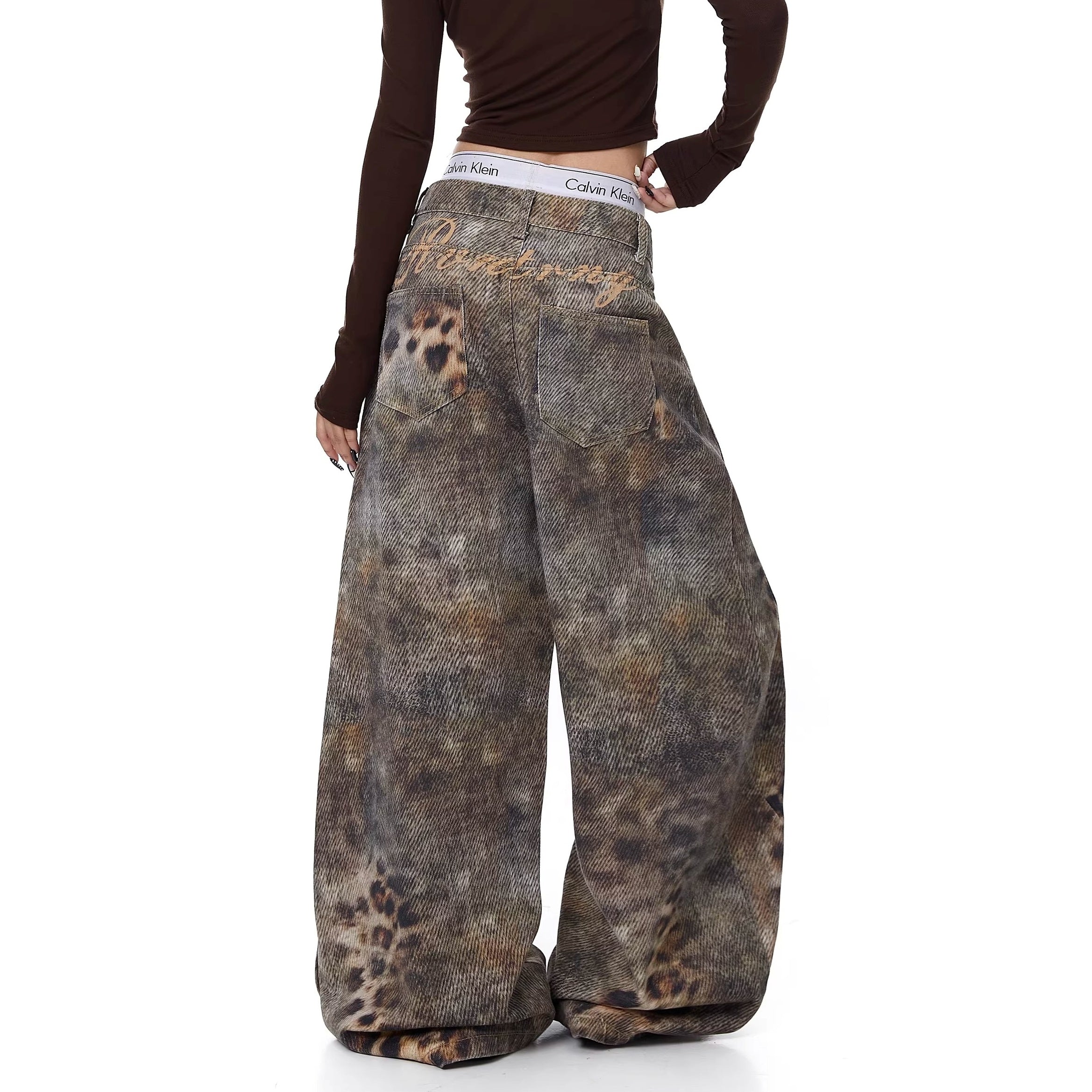 Gradation Leopard Print Wide Curve Pants MW10358