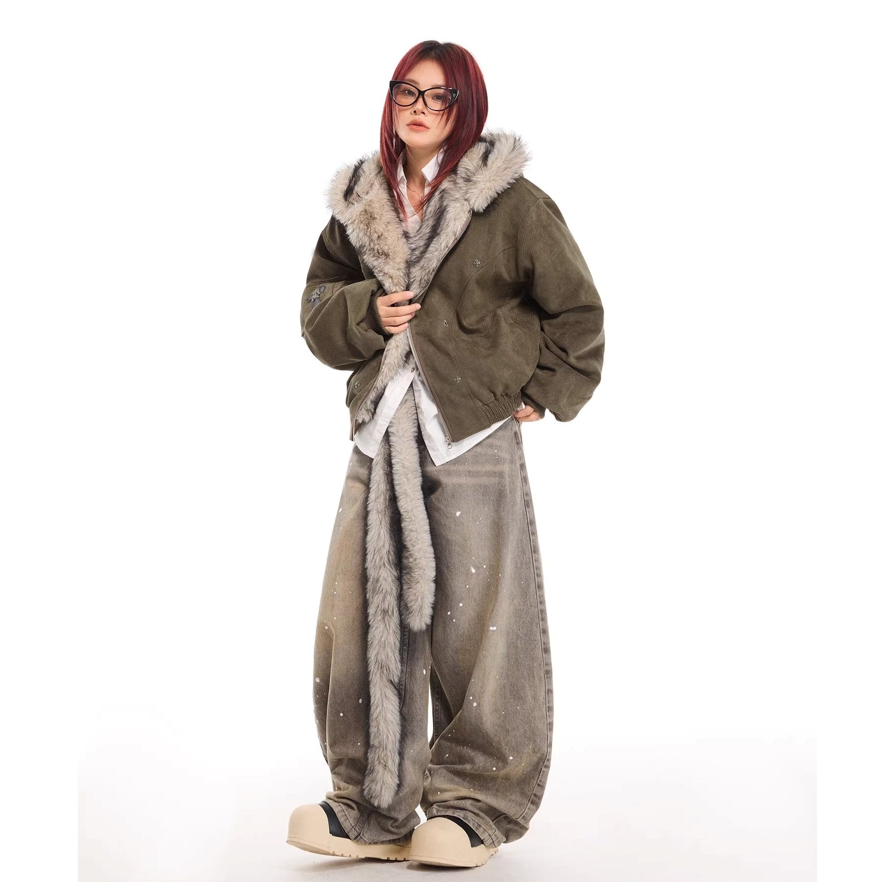 Fur Collar Carving Hooded Mountain Jacket MW10313