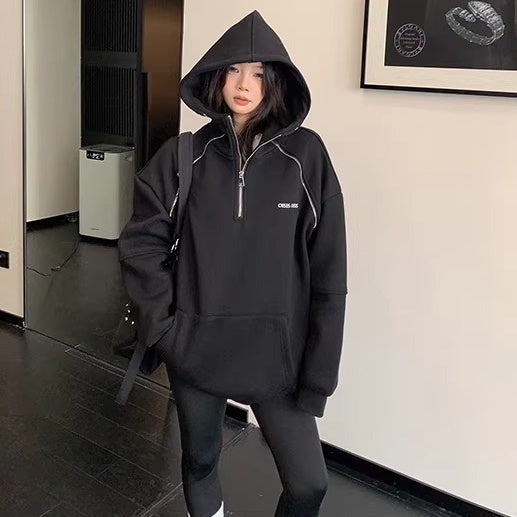 Unique Zipper Design Sweat Hoodie OS2078