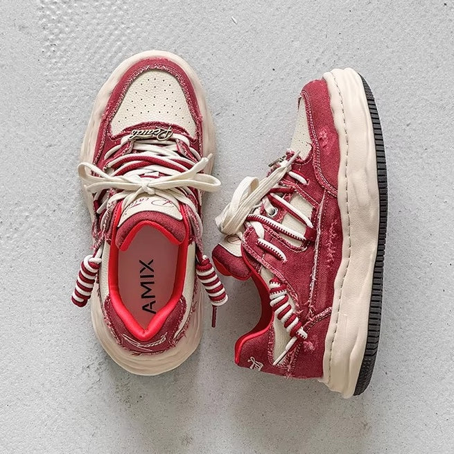 Washed Canvas Invisible Heightened Thick-soled Sneaker FG2002