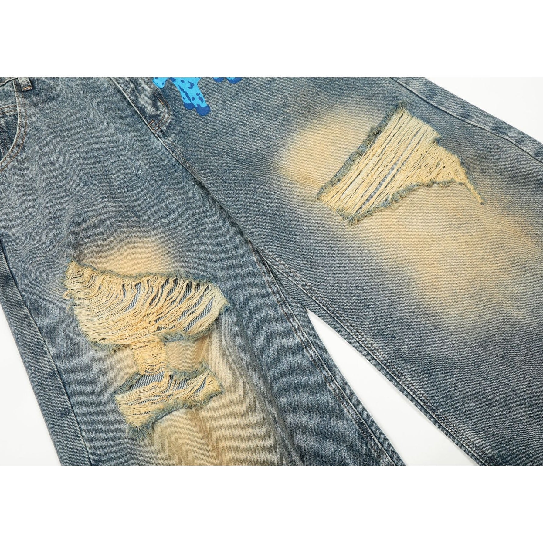 Cartoon Zebra Print Ripped Curve Jeans MW10342