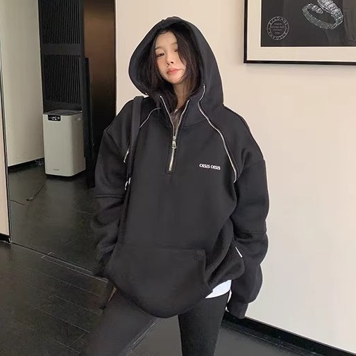 Unique Zipper Design Sweat Hoodie OS2078