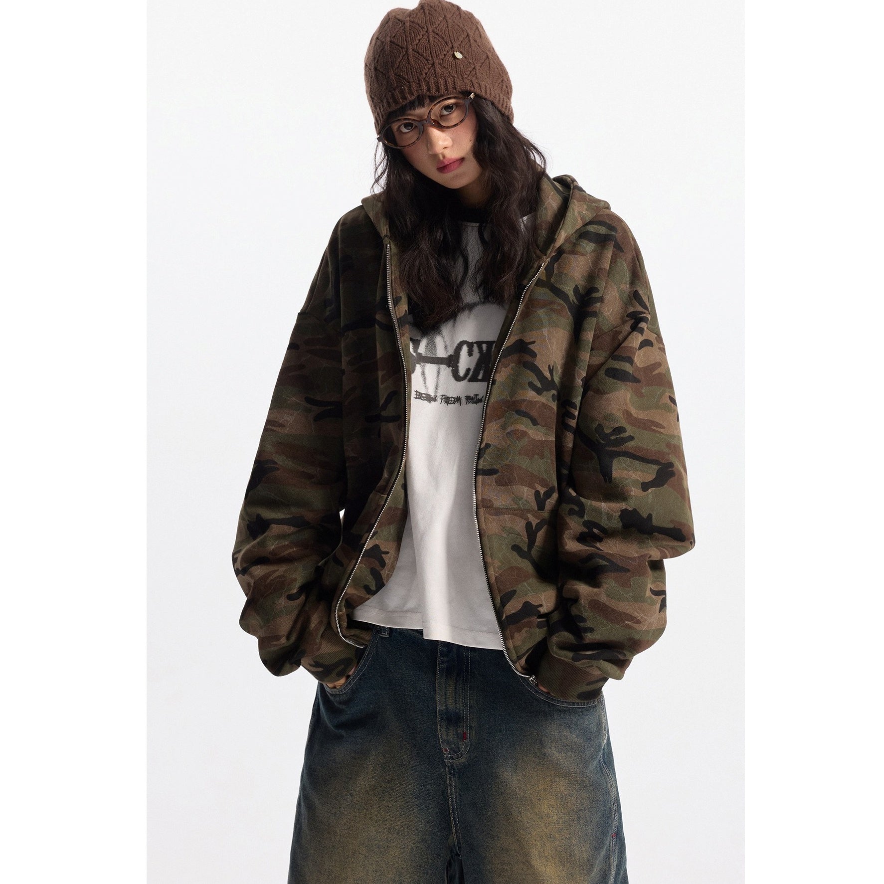 Camouflage Sweat Zip Hoodie MW10368