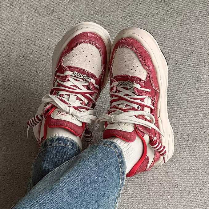 Washed Canvas Invisible Heightened Thick-soled Sneaker FG2002