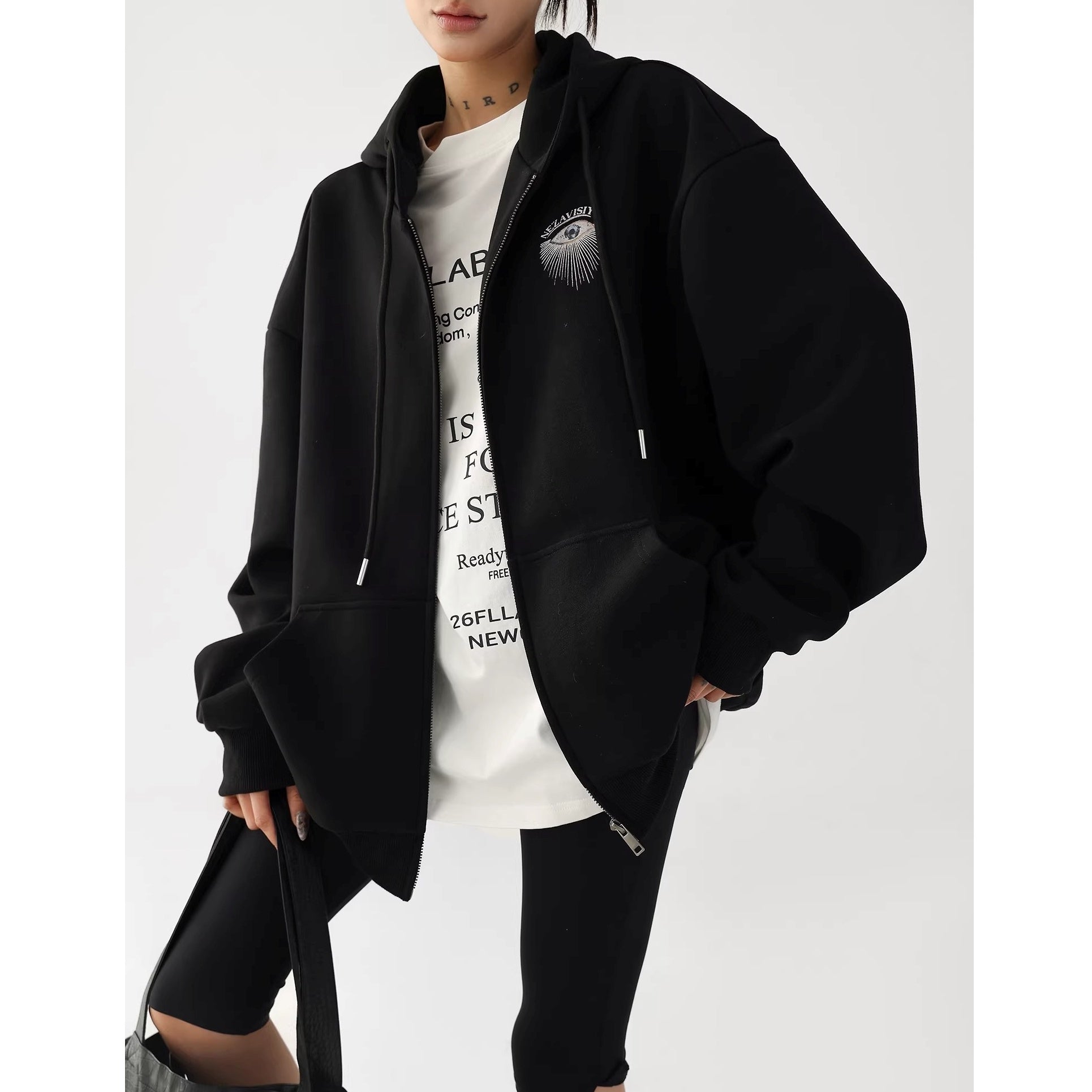 Eye Print Oversize Hooded Sweat Jacket AC7027