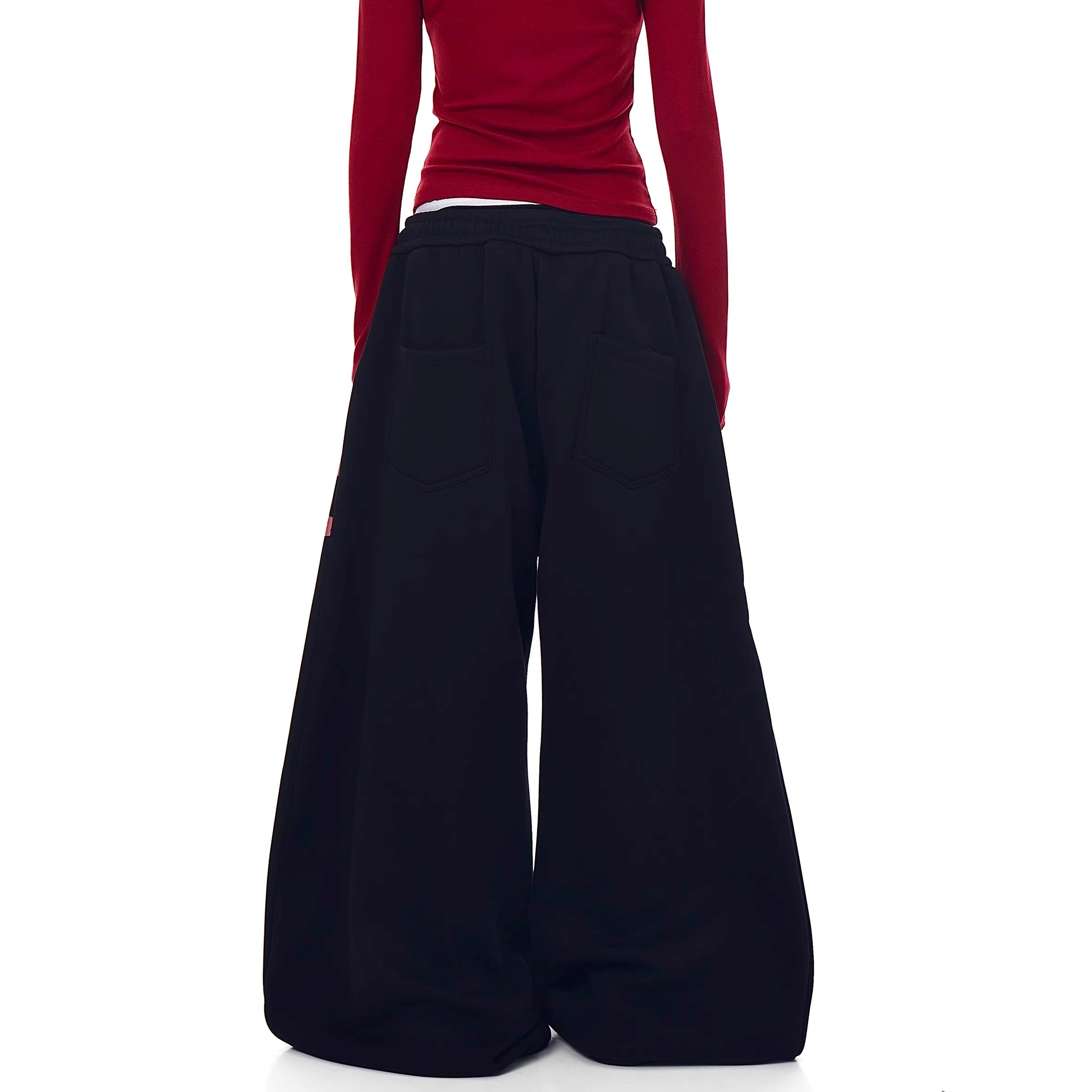 Flag Print Wide Sweat Curve Pants BK7067