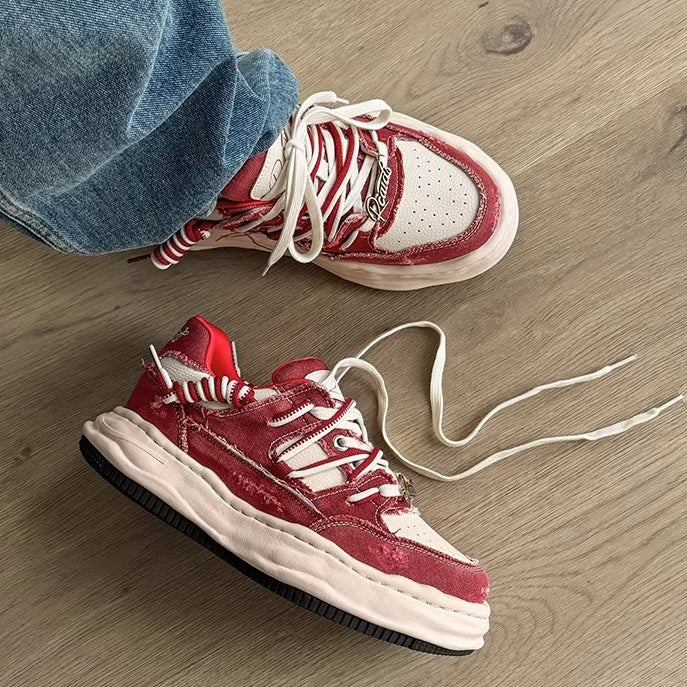 Washed Canvas Invisible Heightened Thick-soled Sneaker FG2002