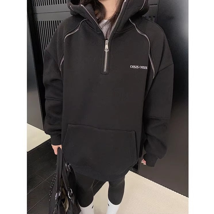 Unique Zipper Design Sweat Hoodie OS2078