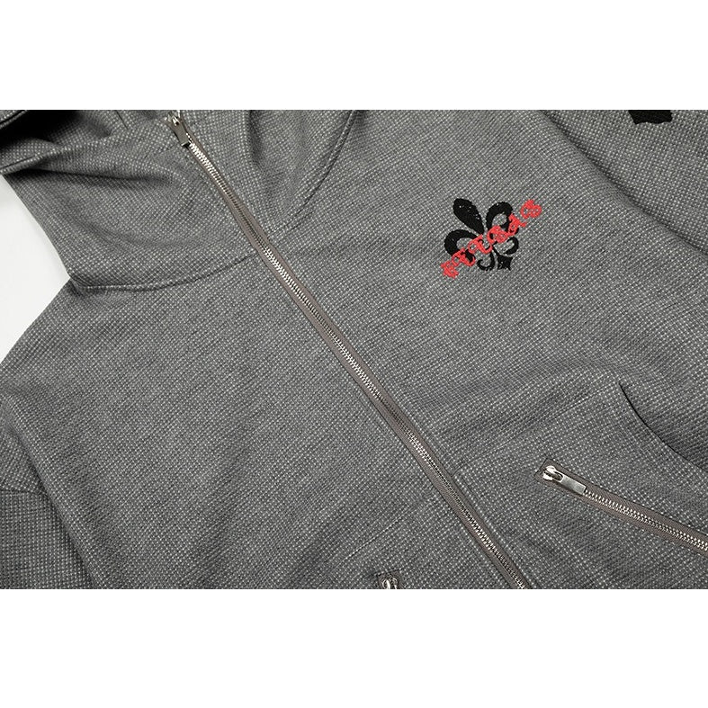 Gothic Letter Zipper Hooded Parka MW10354