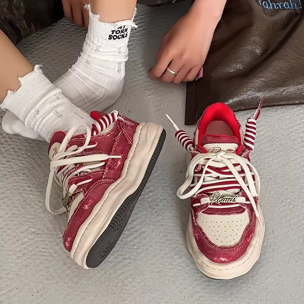 Washed Canvas Invisible Heightened Thick-soled Sneaker FG2002