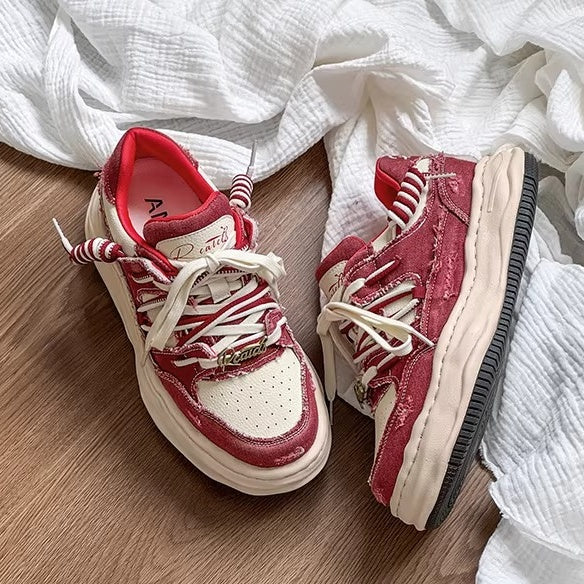 Washed Canvas Invisible Heightened Thick-soled Sneaker FG2002