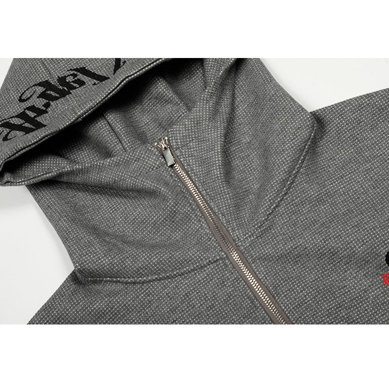 Gothic Letter Zipper Hooded Parka MW10354