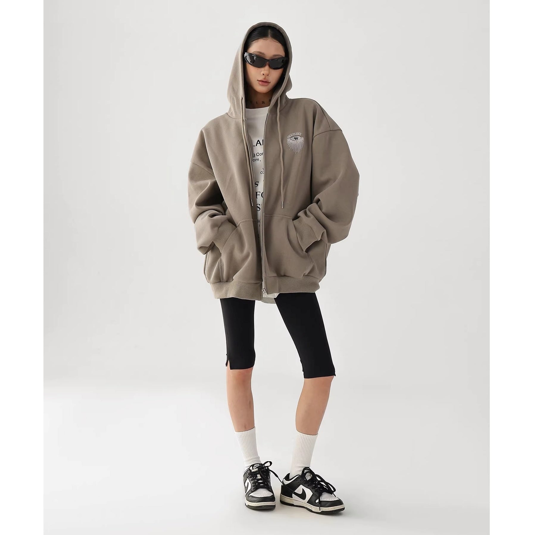 Eye Print Oversize Hooded Sweat Jacket AC7027