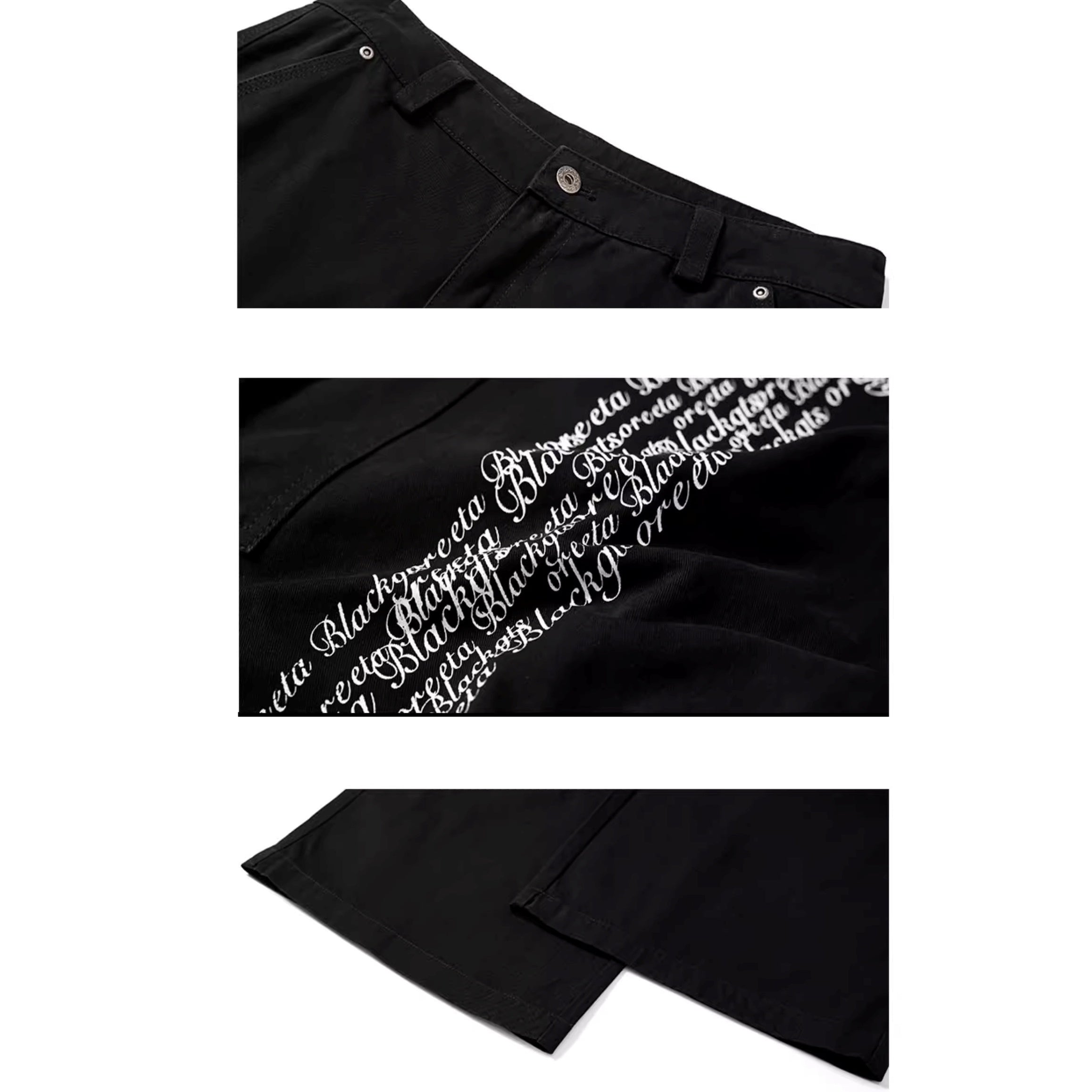 Letter Print Damage Pleats Cargo Pants MW10343