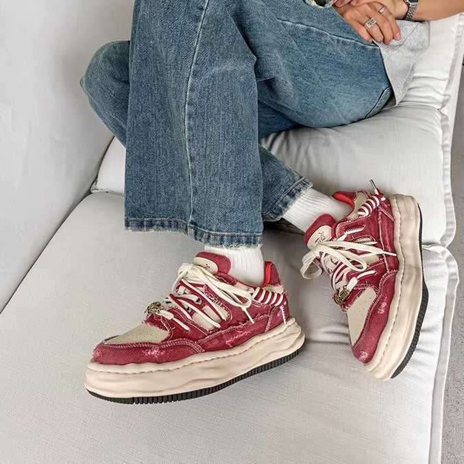 Washed Canvas Invisible Heightened Thick-soled Sneaker FG2002