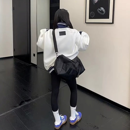 Zipper Accent Stand Collar Sweat Jacket OS2083