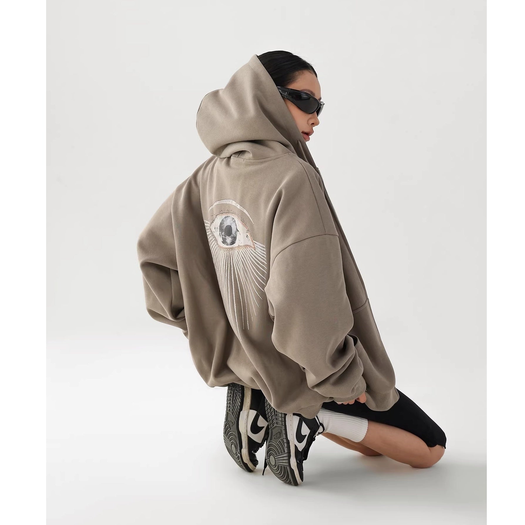 Eye Print Oversize Hooded Sweat Jacket AC7027