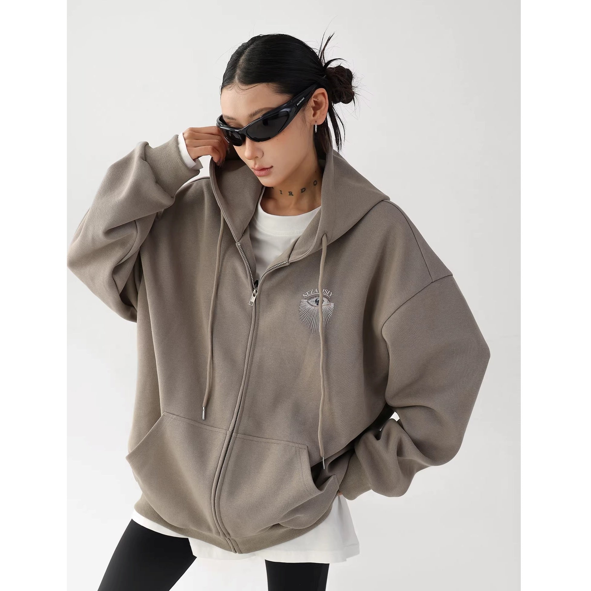 Eye Print Oversize Hooded Sweat Jacket AC7027