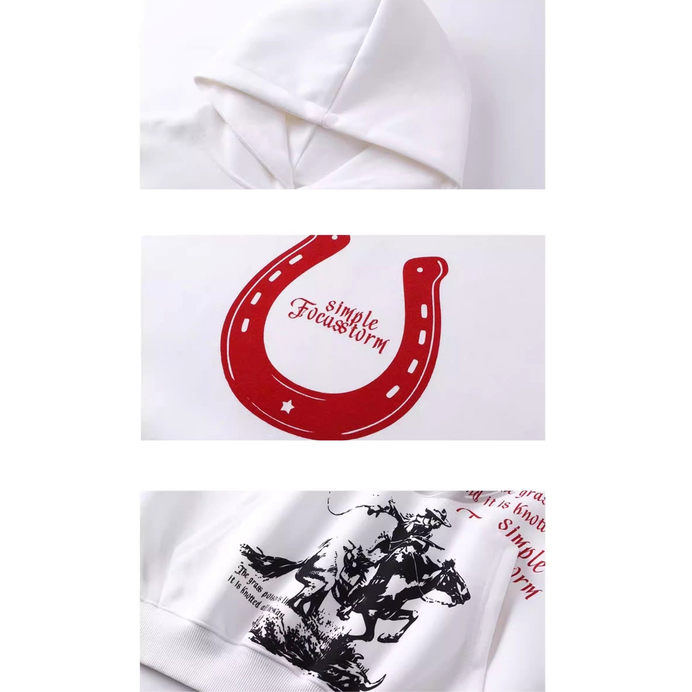 Horseshoe Graphic Letter Print Hoodie MW10350