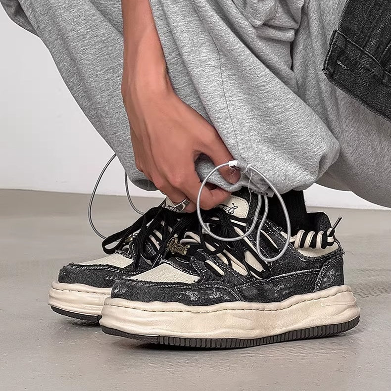 Washed Canvas Invisible Heightened Thick-soled Sneaker FG2002