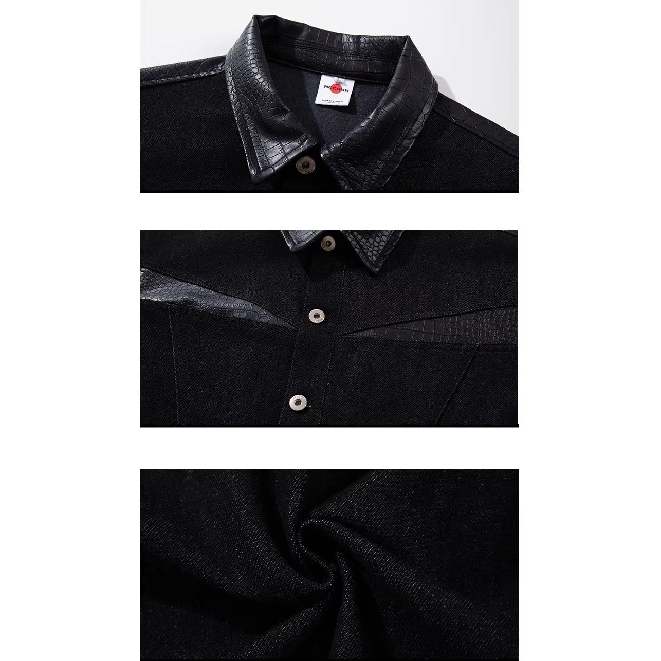 HELMUT LANG デニムジャケット レザー切替 ブラック M レザー切替ブラックデニムジャケットMW10344