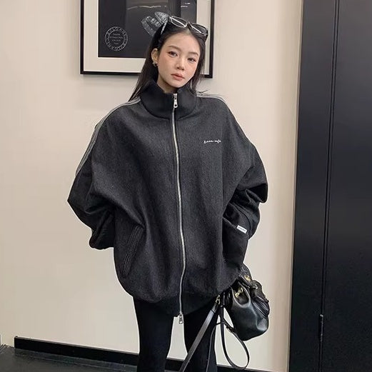 Stand Collar Denim Zip Jacket OS2081