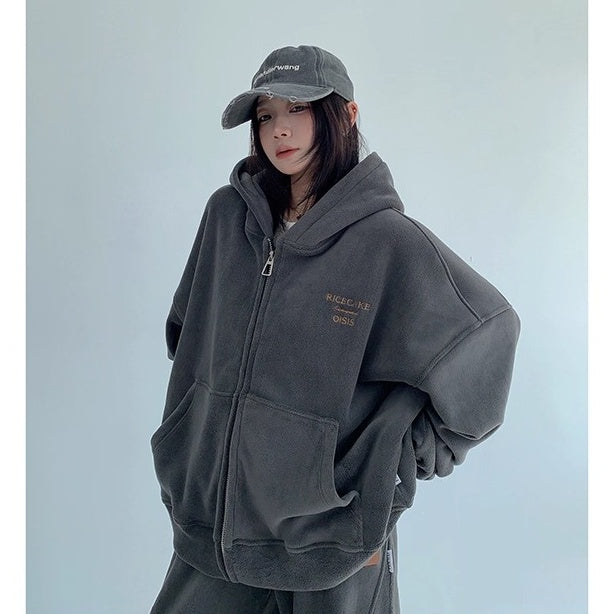 【上下別売り】Relaxed Simple Fleece Hooded Jacket ＆ Pants Set-up OS2077