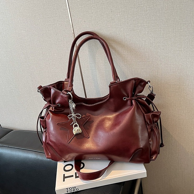 PU Leather Retro Shoulder Bag With Star Charm BA046