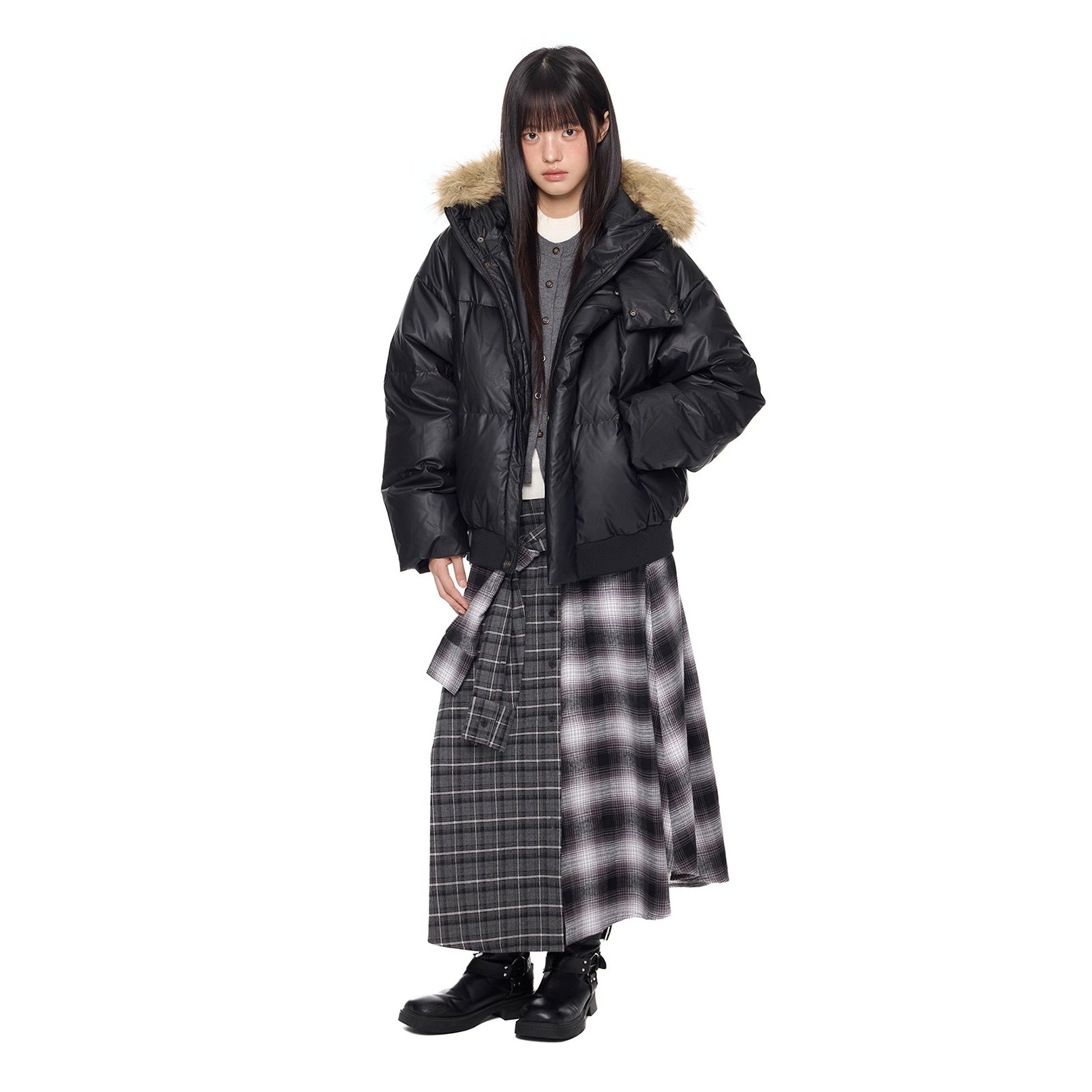 Volume Fur Collar Hooded Down Jacket EZ295